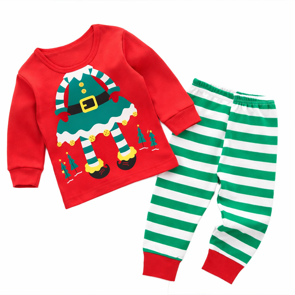 Toddler Girl’s 2-Piece Festive Santa Outfit – Red & Green