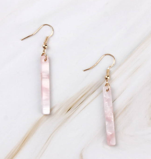 Pink Vertical Bar Tortoise Shell Marble Earrings