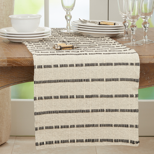 860 - Black Corded Cotton 16"x72" Table Runner