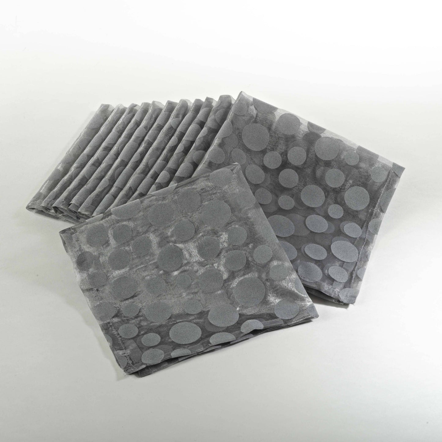 1893 - Silver Flocked Dot Organza 20" Cloth Napkin
