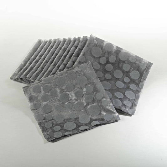 1893 - Silver Flocked Dot Organza 20" Cloth Napkin