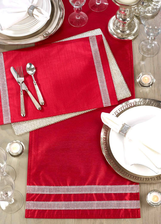 8425 - Silver Studded Red 13"x19" Placemat