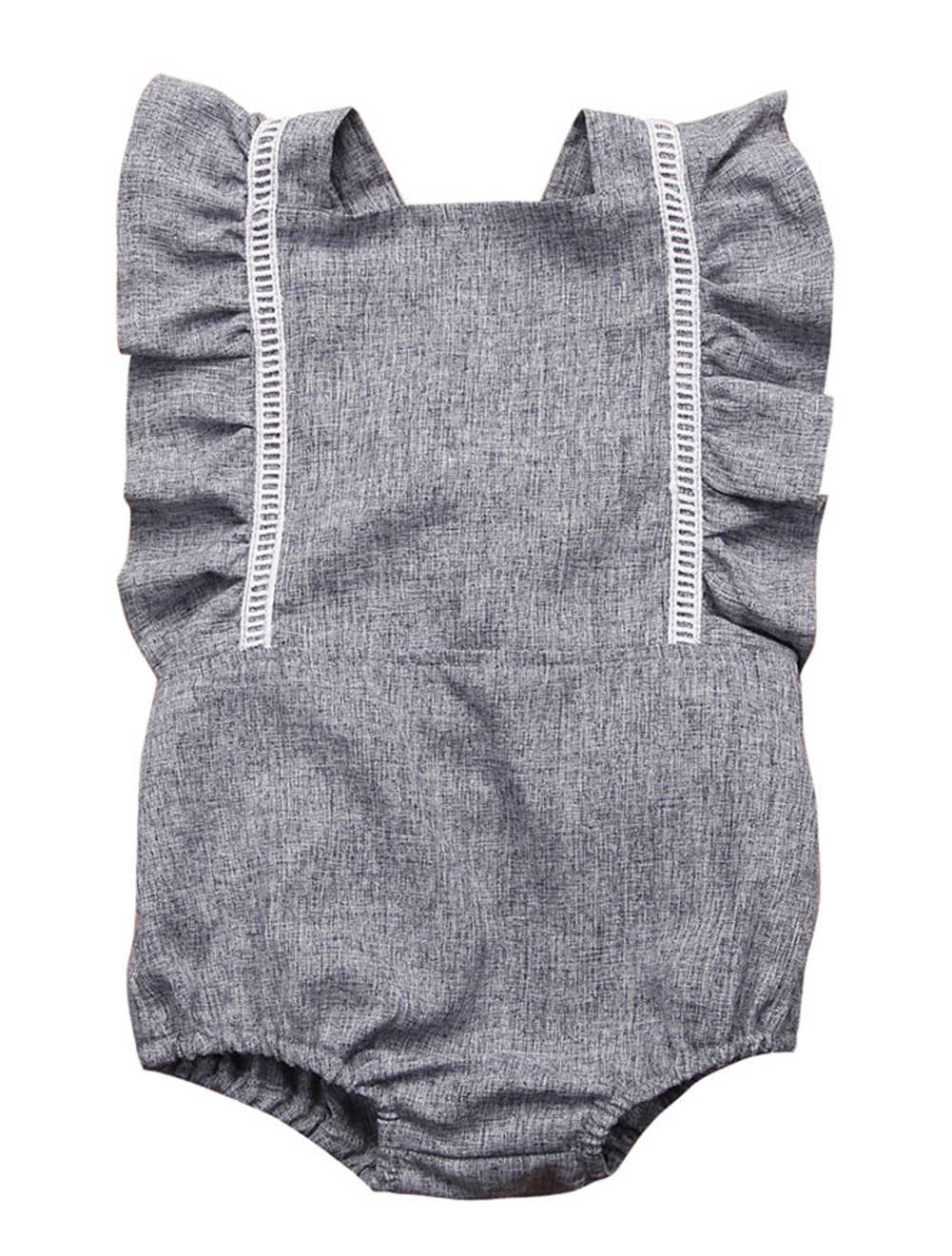 Grey Ruffled Baby Romper