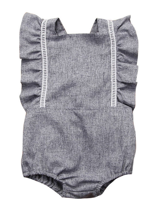 Grey Ruffled Baby Romper