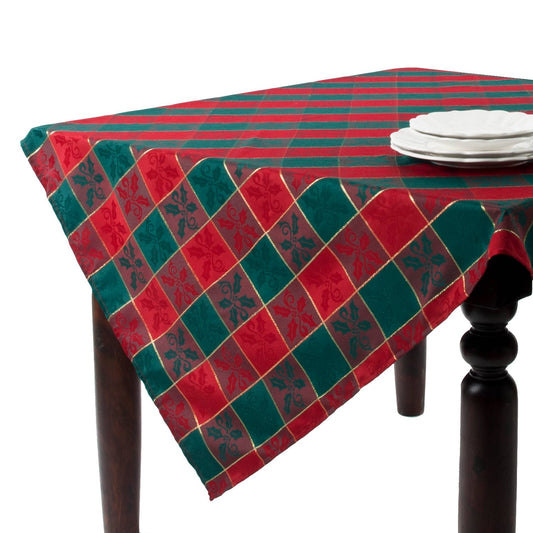 4837 - Holly Plaid Design Green Red Tablecloth