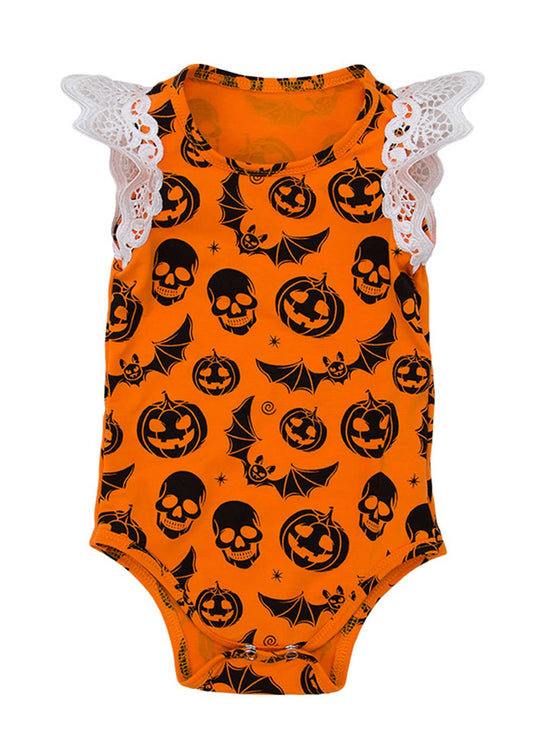 Orange Halloween Pumpkin Baby Romper