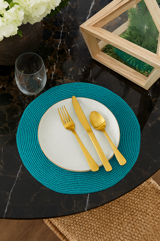 Turquoise Woven Round 14" Round Placemat