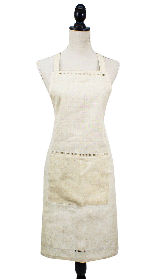 R731 - Classic Hemstitch Natural Linen-Poly Full-Sized Apron