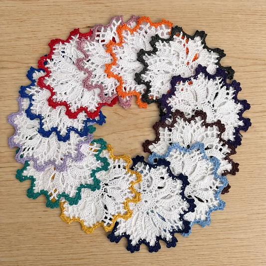 Handmade Crochet Cotton Whirlwind 6" Two-Tone Coaster Doily