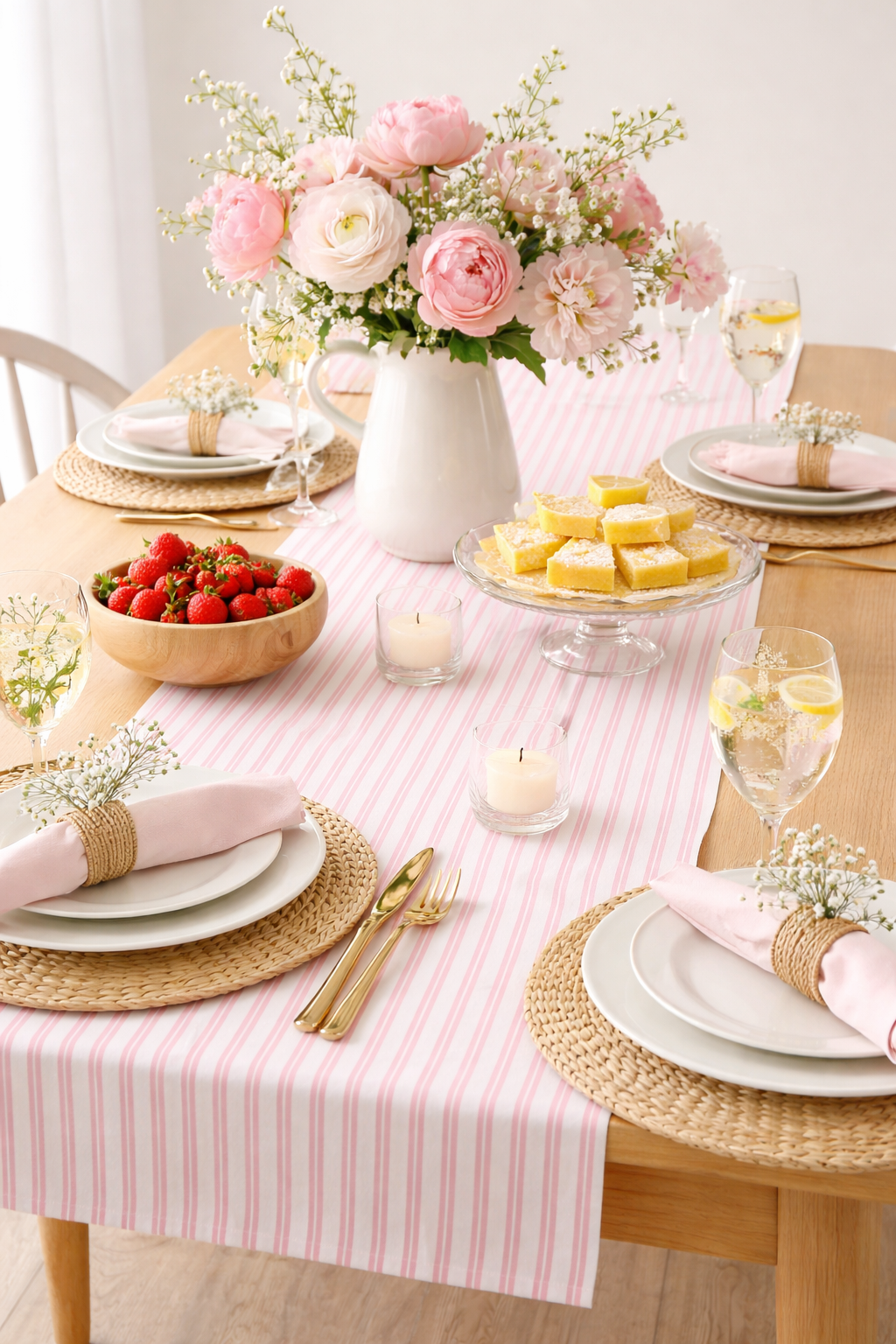 Coral Classic Striped Table Runner