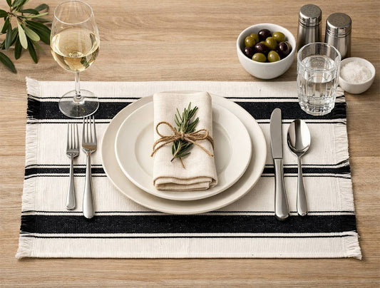 Black Stripe Cotton 13"x19" Placemat