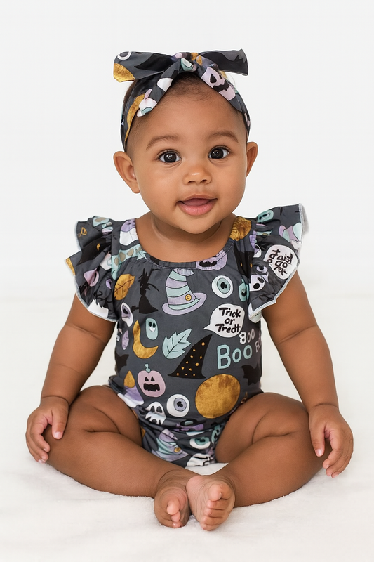 Pumpkin Boo Baby Romper & Headband