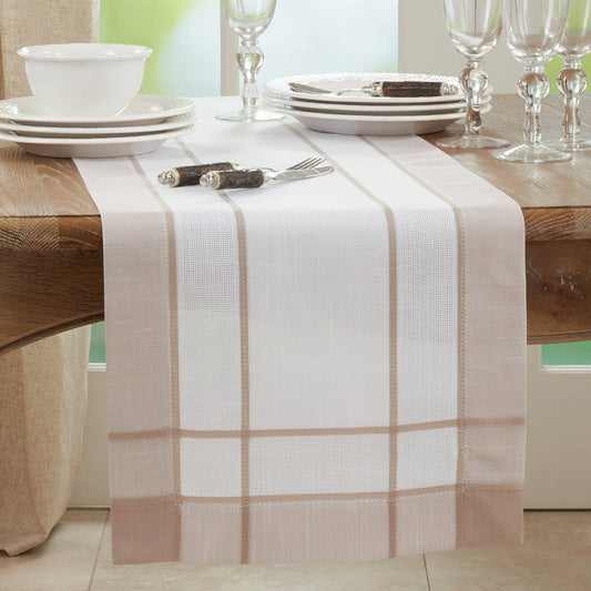 351 - Natural Banded Border Design Table Runner