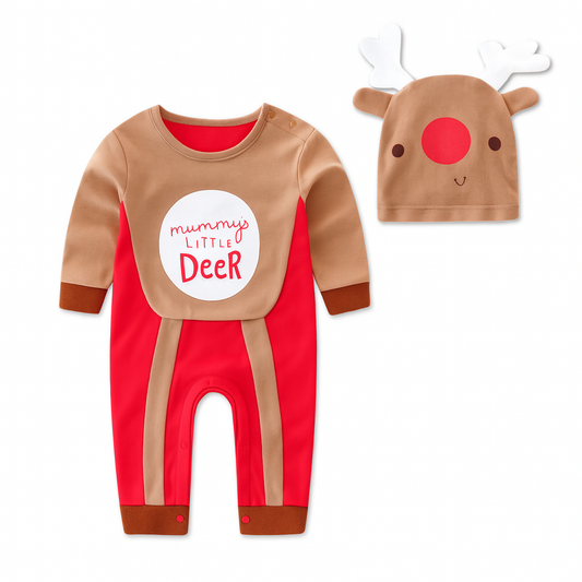 Brown Deer Cotton 2-Piece Baby Romper
