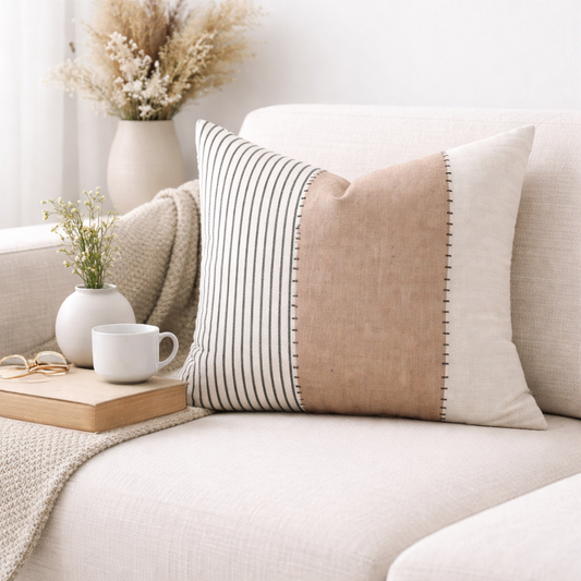 Modern Minimalist Two-Tone Stitch 18" Throw Pillow