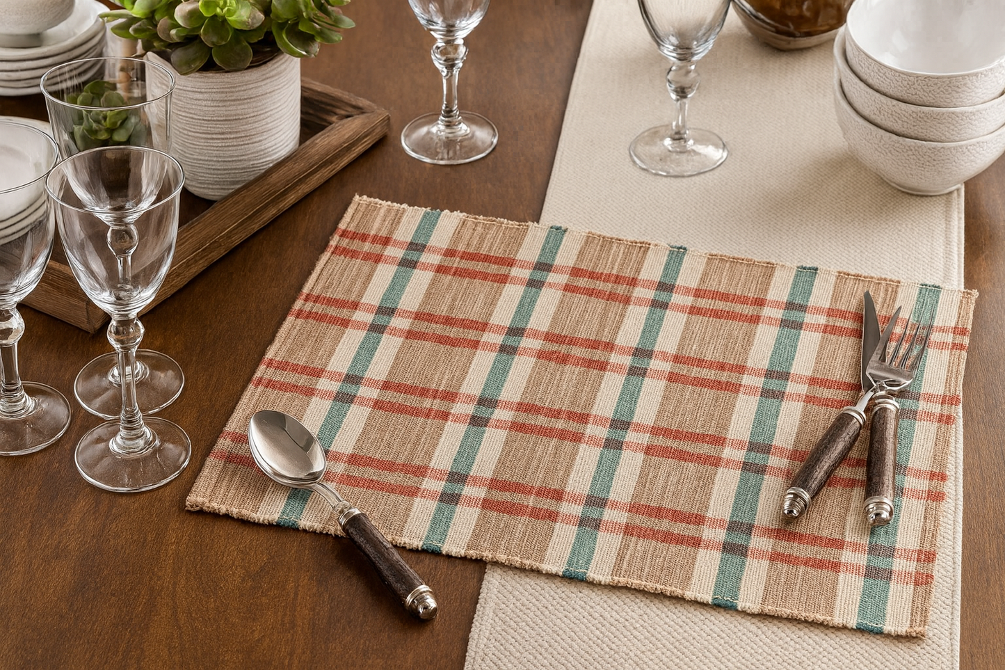 805 - Plaid Woven Water Hyacinth 14"x20" Placemat