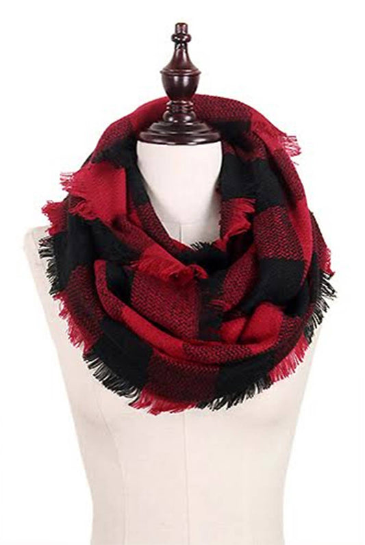 Black & Red Buffalo Plaid Infinity Scarf