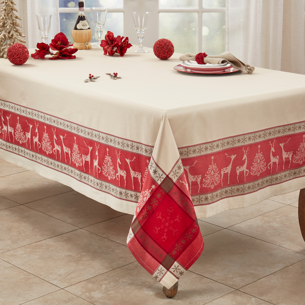 6811 - Reindeer Jacquard Cotton Blend 72" Square Tablecloth