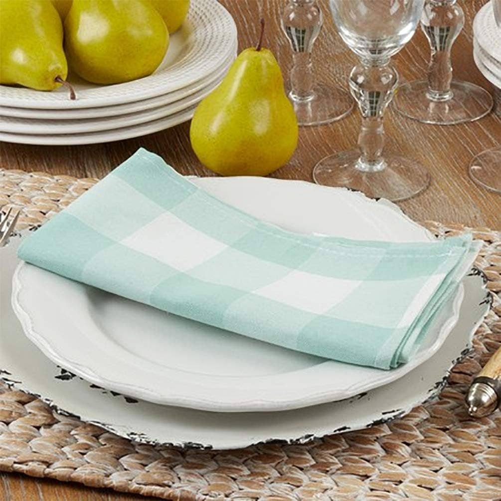 5026 - Green and White Cotton Classic Plaid 20" Cloth Napkin