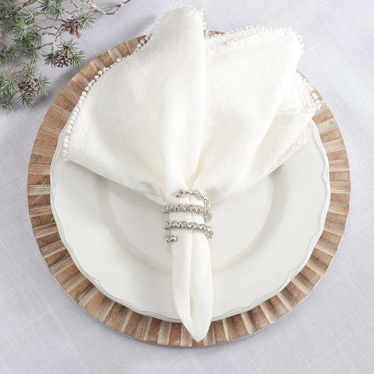NR328 - Silver Beaded Spiral Napkin Ring Holder