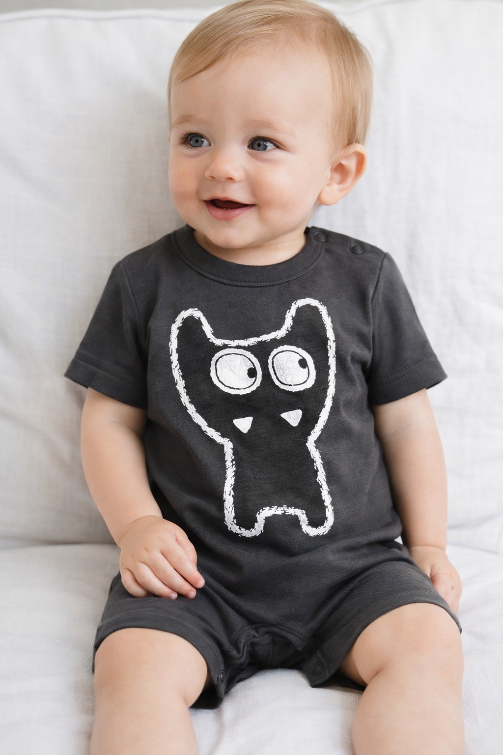 Gray Little Monster Baby Romper