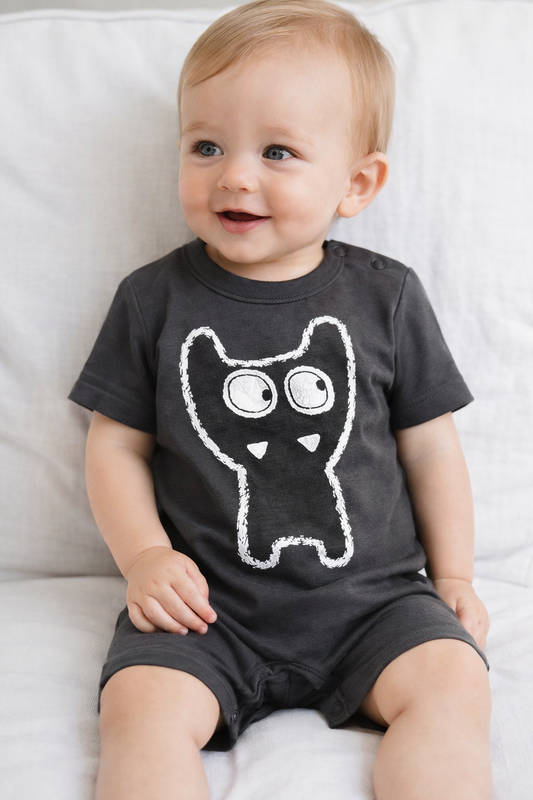 Gray Little Monster Baby Romper