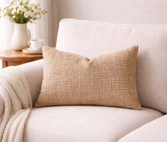 Mocha Double-Sided Textured Chenille 12"X20" Throw Pillow