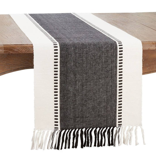 784 - Black Stripe Cotton 16"x72" Table Runner