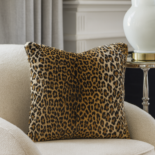 7406 - Brown Cheetah Print Faux Fur 18" Throw Pillow