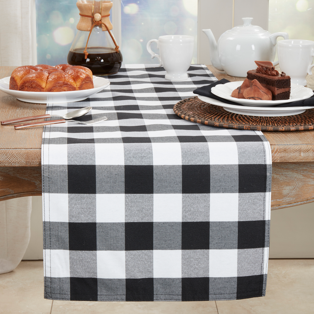 5026 - Black and White Buffalo Plaid Cotton 16"x72" Table Runner