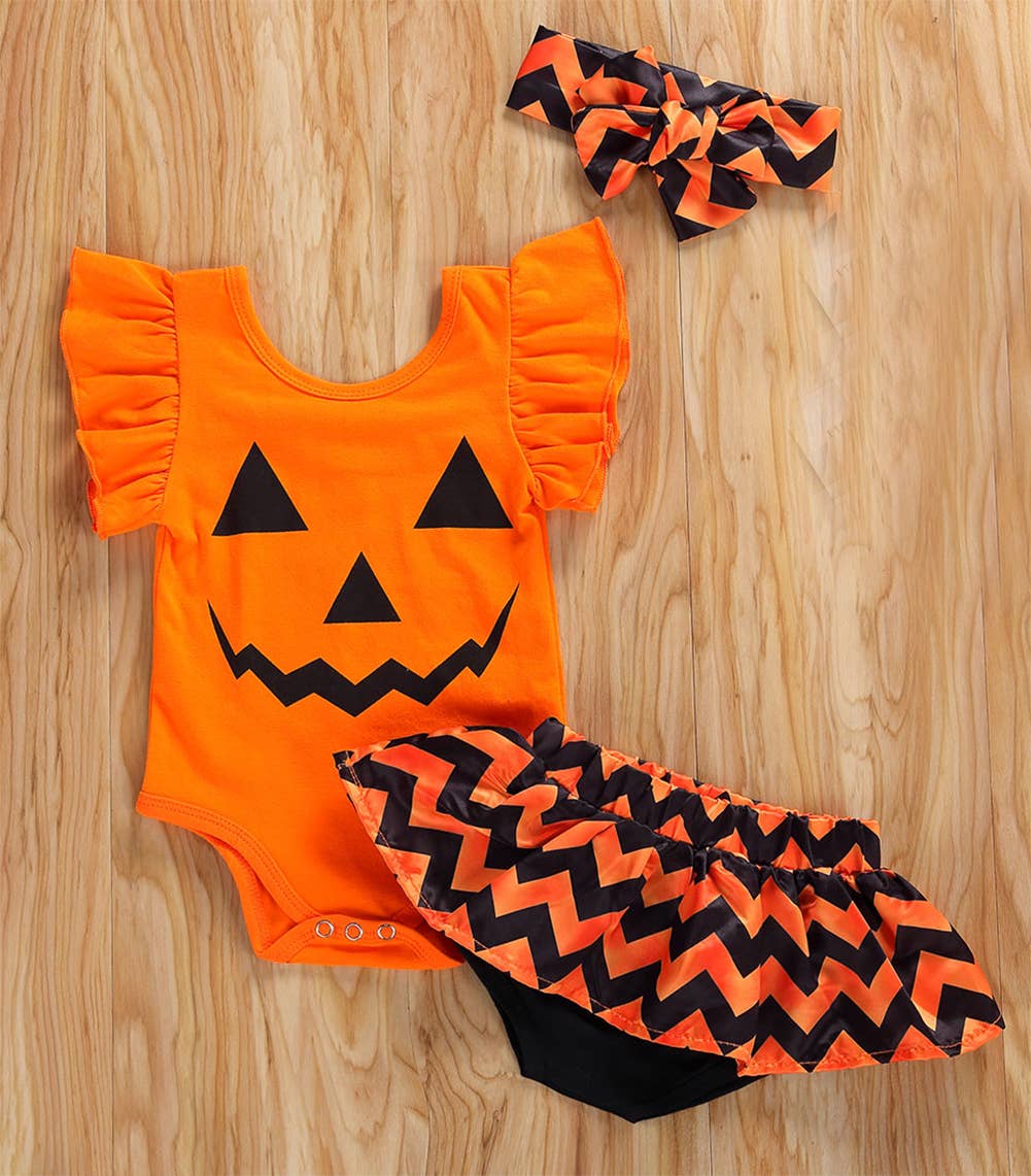Orange Baby Spooky Pumpkin 3-Piece Outfit