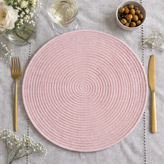 Pink Braided Reversible Cotton Blend Placemat