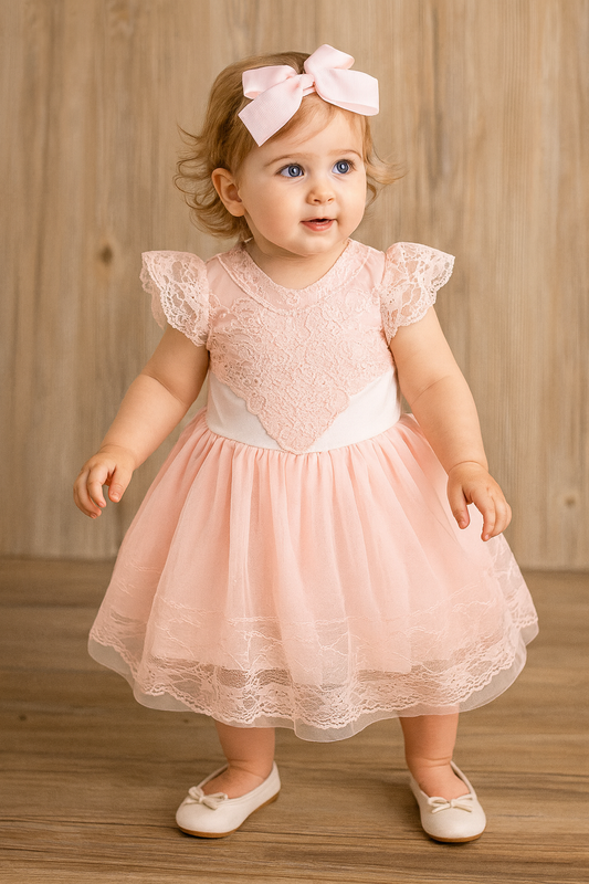 Pink Victorian Lace Little Girl Dress