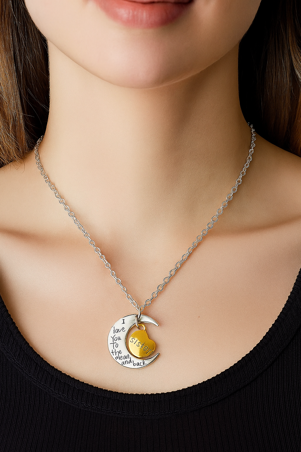 I Love You To The Moon and Back Necklace - Sister