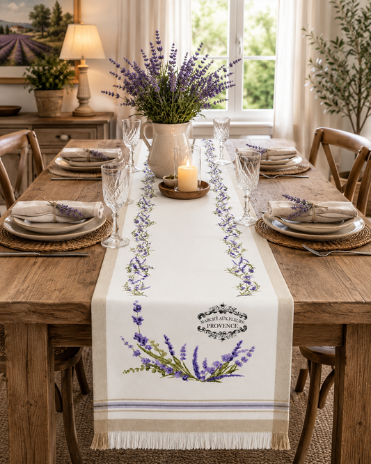 French Country Floral Cotton Table Runner - 14"x72"