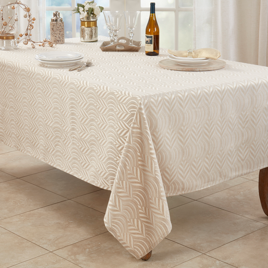 4262 - Champagne Jacquard Cotton Blend Tablecloth
