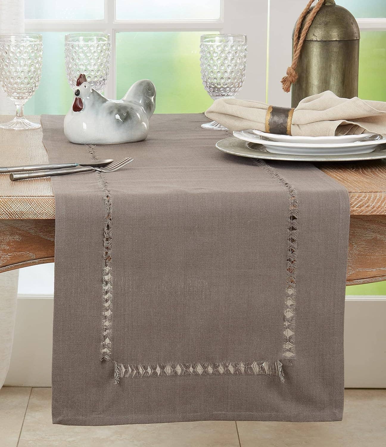 1564 - Hemstitch Cotton 16"x72" Table Runner - 7 Colors Available