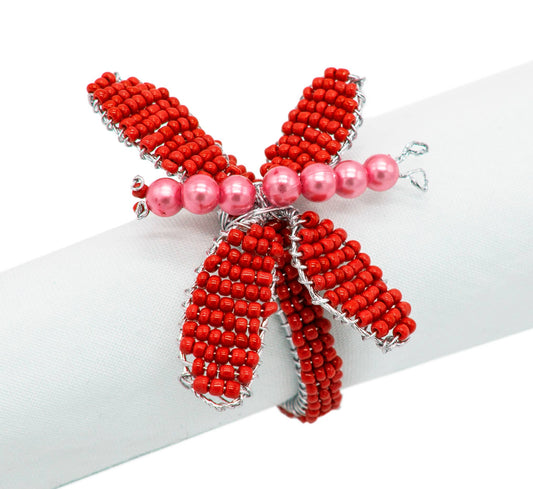 NR0022 - Red Hand Beaded Butterfly Napkin Holder