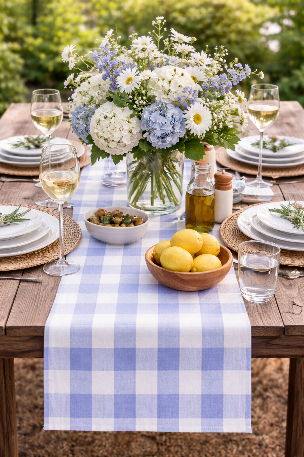 Blue-White Buffalo Plaid Thin Soft Table Runner