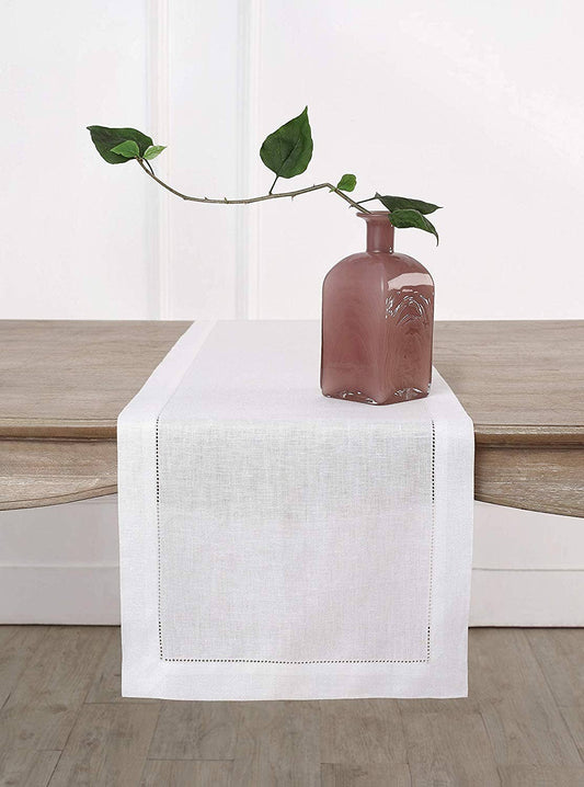 6300 - White Classic Hemstitched Table Runner