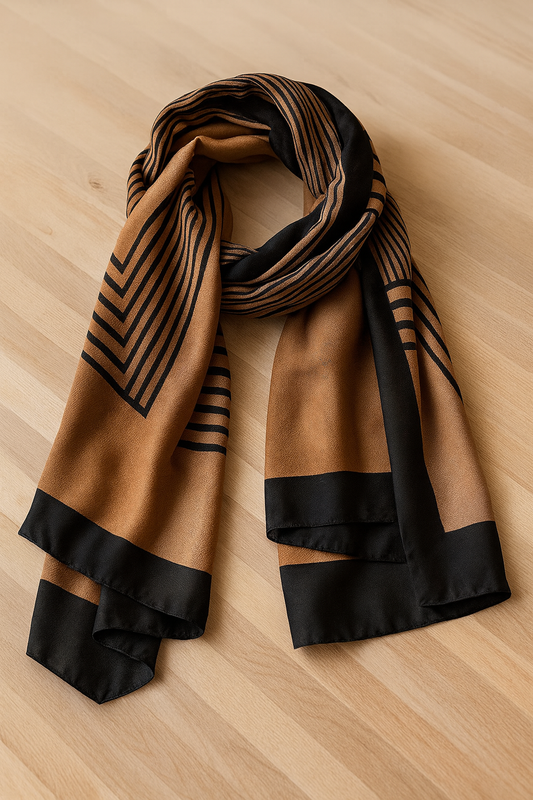 Brown Elegant Stripe Design Soft Wrap Scarf
