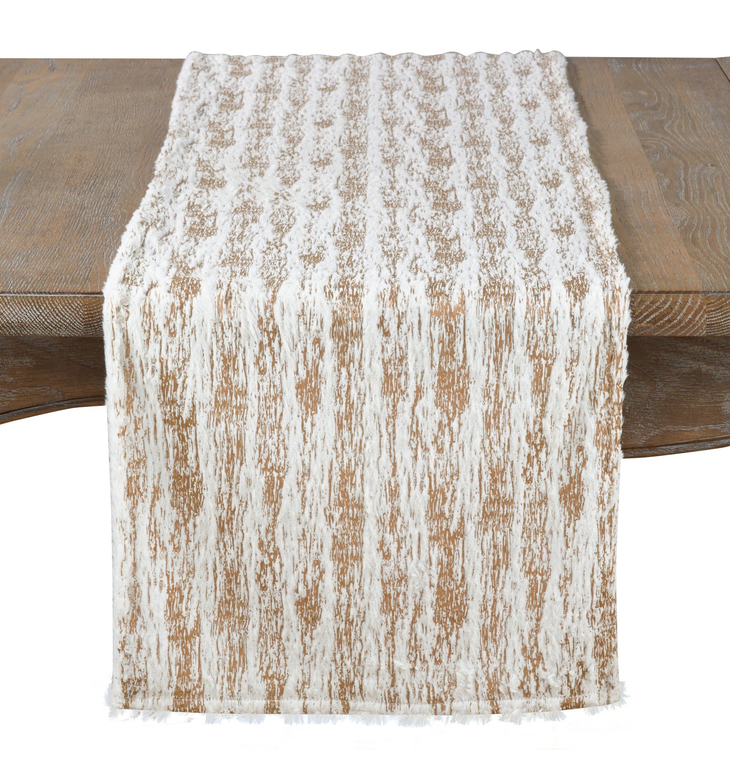 2323 - Foil Print Faux Fur Festive Table Runner in Gold or Silver