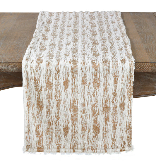 2323 - Foil Print Faux Fur Festive Table Runner in Gold or Silver