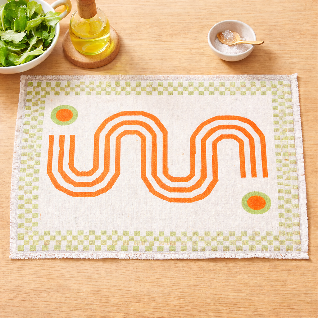 Wavy Design Reversible Woven 14"x19" Placemat