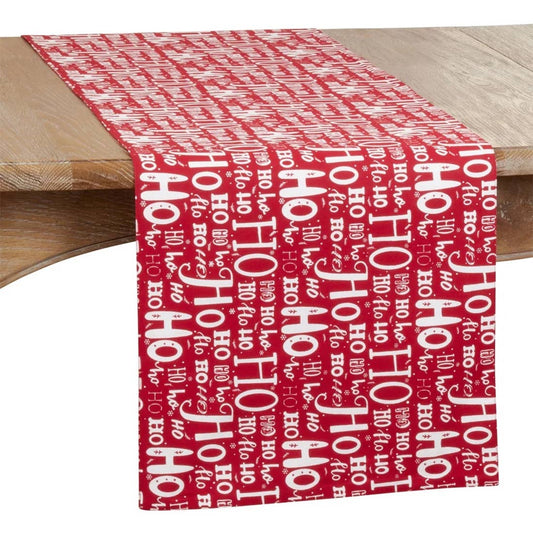 2525 - Ho Ho Ho White Red Cotton 16x72 Table Runner
