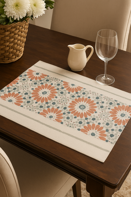 Pink Geometric Print Cotton Placemat - 14"x19"