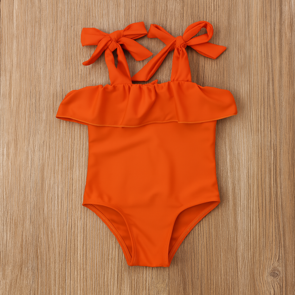 Orange Ruffle One-Piece Toddler Girl Swimsuit