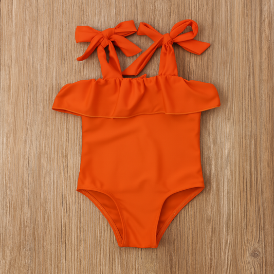 Orange Ruffle One-Piece Toddler Girl Swimsuit