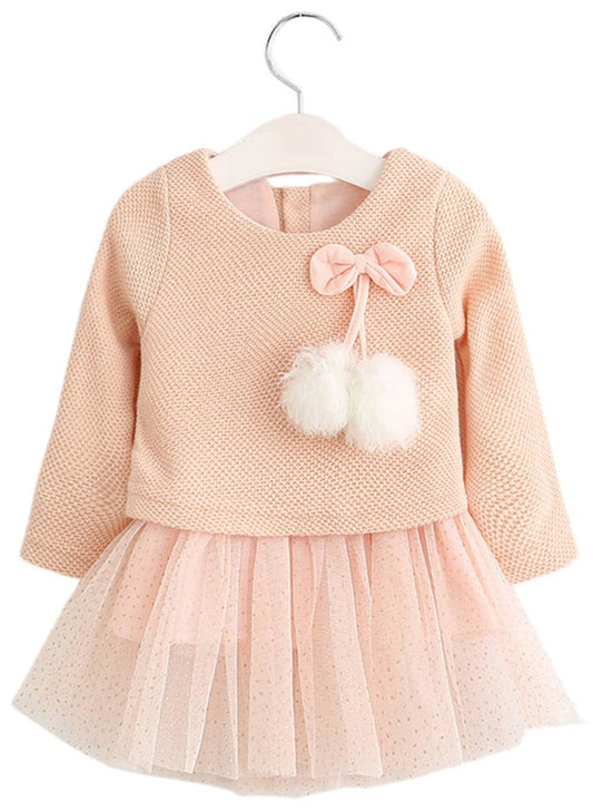 Pink Knit Baby Tulle Skirt Sweater