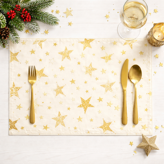 Ivory Holly Star Holiday 13"x19" Placemat